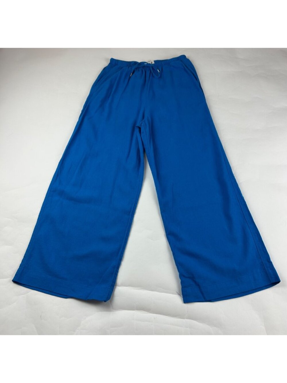 SHORT M&S Bright Blue Linen Blend Wide Leg Pant US 4S